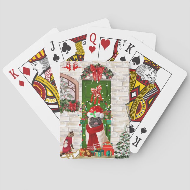 Pug Dog Christmas  Playing Cards (Back)