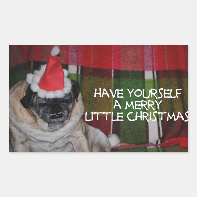 Pug Dog Christmas Stickers (Front)