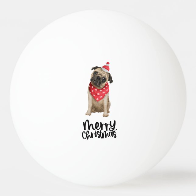 Pug Dog Christmas themed  Ping Pong Ball (Front)