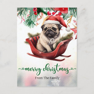 Pug Dog Christmas themed  Postcard