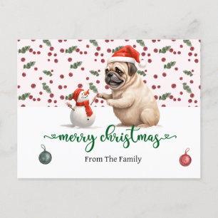 Pug Dog Christmas themed  Postcard