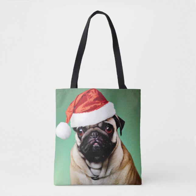 Pug Dog Christmas Tote Bag (Front)
