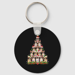 Pug Dog Christmas Tree Lights Funny Xmas Men Women Key Ring