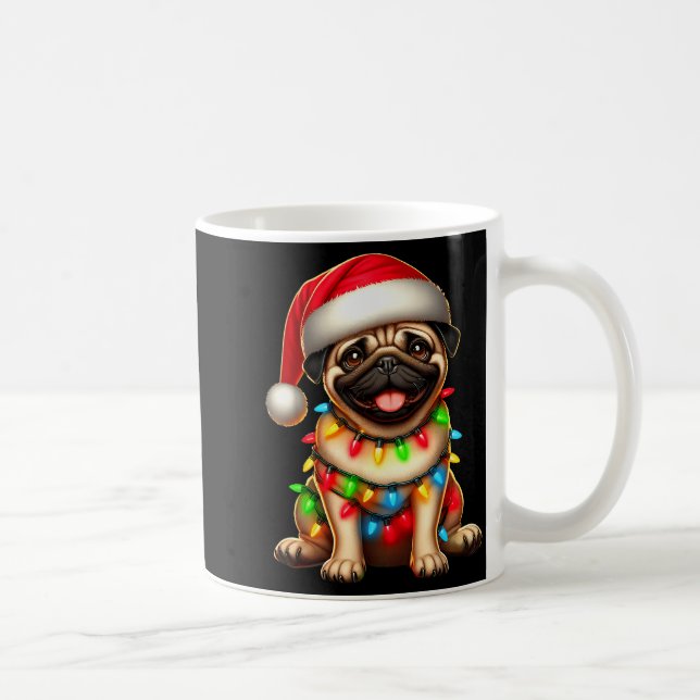 Pug Dog Christmas Tree Lights Santa Xmas Pajama Do Coffee Mug (Right)