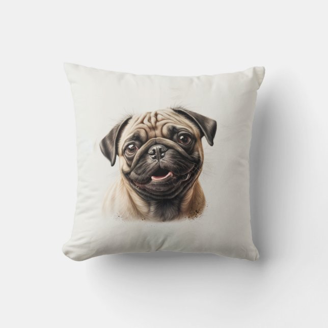 Pug Dog Custom Photo Personalised Cushion (Front)
