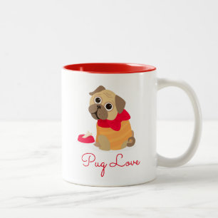 Pug dog Cute pug  animal lover Two-Tone Coffee Mug