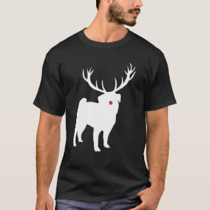 Pug Dog Cute Puppy Pet Christmas Reindeer Antlers T-Shirt