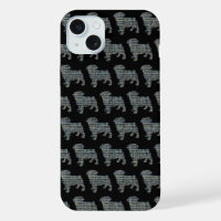 Pug Dog Cute Silhouette Grid Black