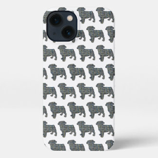 Pug Dog Cute Silhouette Grid White iPhone 13 Case
