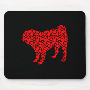 Pug Dog Cute Silhouette Heart Valentine Mouse Mat