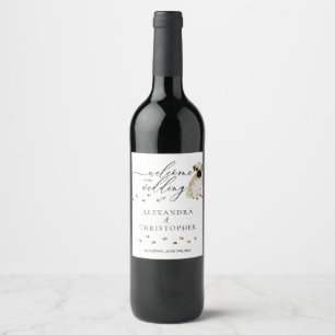 PUG Dog Cute wedding Wine Label