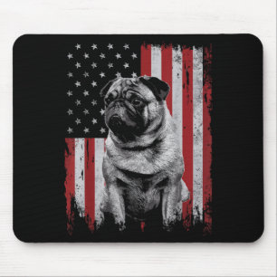 Pug Dog Dad Mum America 4th of July Patriotic USA Mouse Mat