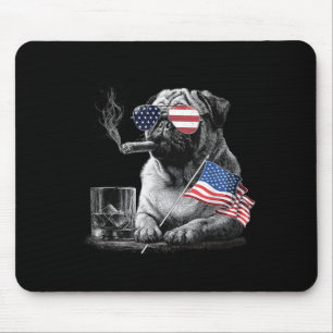 Pug Dog Dad Patriotic Aamerican Flag July Fourth Mouse Mat