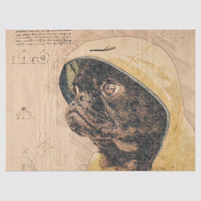 Pug Dog Decoupage Tissue Paper (Front)