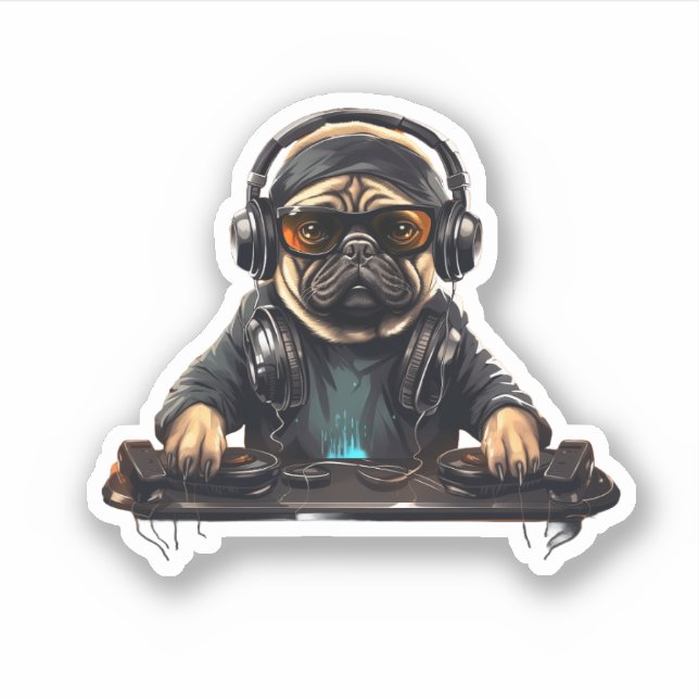 Pug dog dj, Music Lover, Dog lover, Pug lover (Front)