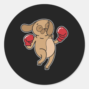 Pug Dog Does Boxing Classic Round Sticker