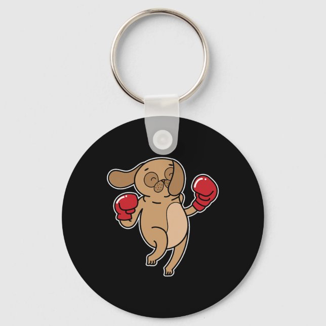 Pug Dog Does Boxing  Key Ring (Front)