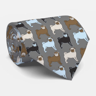 Pug Dog Doggy Puppy Cute Multi Colored Pattern Tie