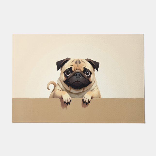 Pug Dog Doormat Art (Front)