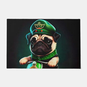 Pug Dog Driving Bike St. Patrick's Day Doormat