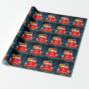 Pug Dog Driving Car Scary Halloween Wrapping Paper