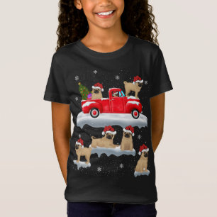 Pug Dog Driving Christmas Tree Red Truck Pug Chris T-Shirt