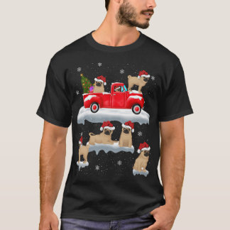 Pug Dog Driving Christmas Tree Red Truck Pug Chris T-Shirt