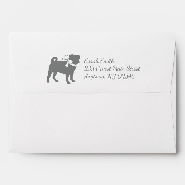 Pug Dog Envelopes with Return Address on Flap (Back (Top Flap))