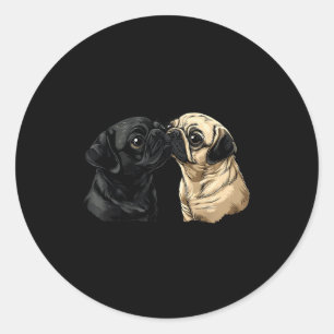Pug Dog Face Colorful Rtrait Animal Cute Pug Lover Classic Round Sticker