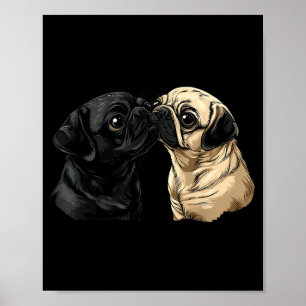 Pug Dog Face Colorful Rtrait Animal Cute Pug Lover Poster
