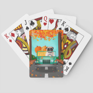 Pug Dog Fall Pumpkin Playing Cards