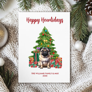 Pug Dog Family Christmas Holiday Card