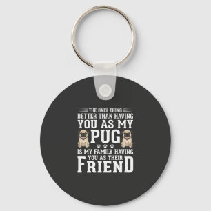 Pug Dog Family Friend Quote Key Ring