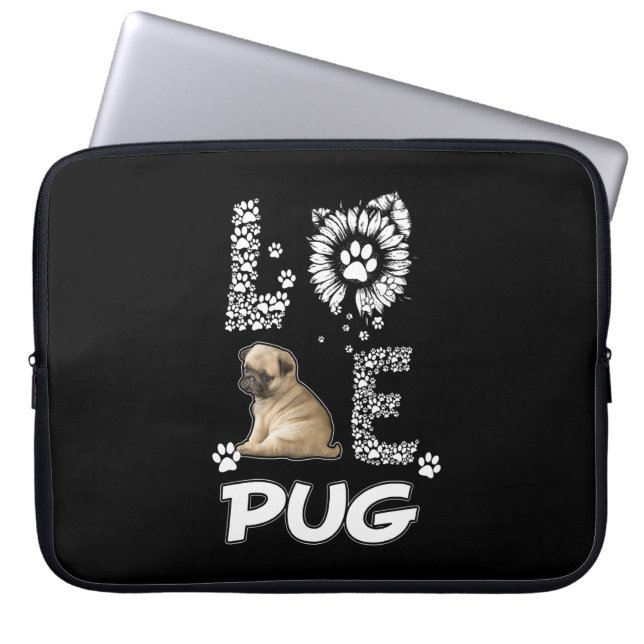Pug dog  Flower Lover Laptop Sleeve (Front)