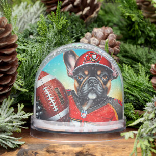Pug Dog Football Player Snowglobe