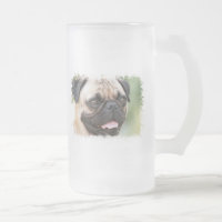 Pug Dog Frosted Beer Mug