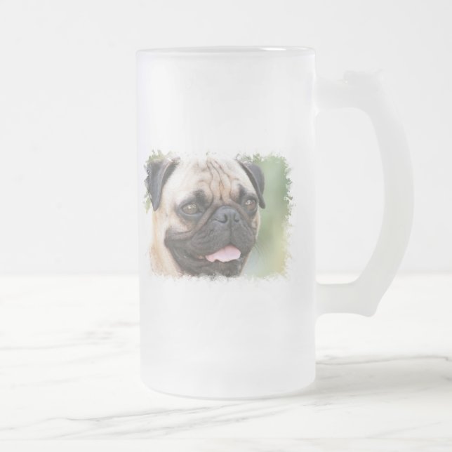 Pug Dog Frosted Beer Mug (Right)