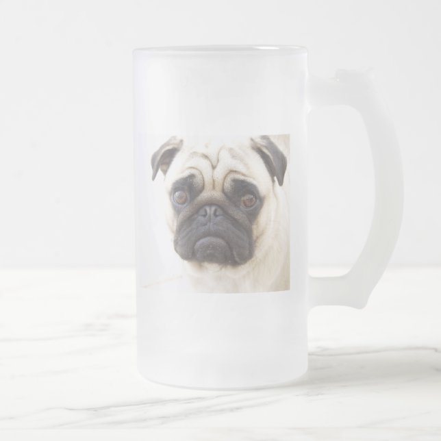 Pug Dog Frosted Beer Mug (Right)