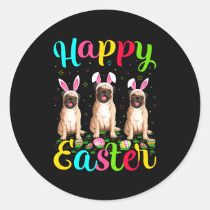 Pug Dog Funny Easter Egg Bunny Pug Happy Easter T Classic Round Sticker