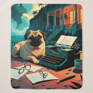 Pug Dog gentleman vintage Sherpa Blanket