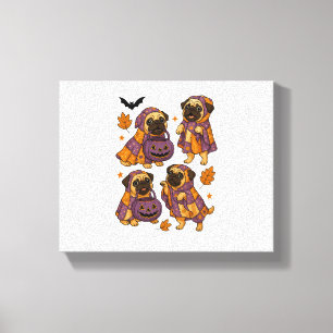 Pug Dog Ghost Halloween Spooky Canvas Print