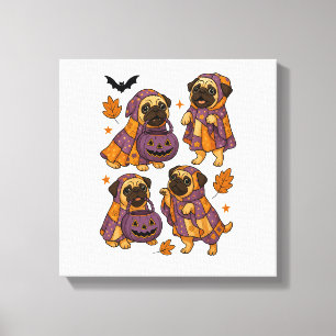 Pug Dog Ghost Halloween Spooky Canvas Print