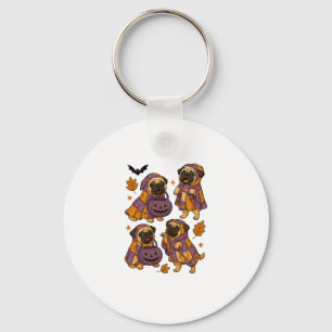 Pug Dog Ghost Halloween Spooky Key Ring