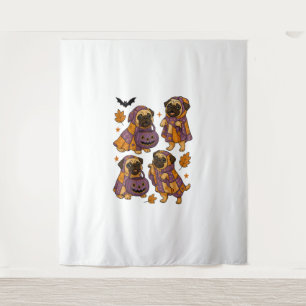 Pug Dog Ghost Halloween Spooky Tapestry