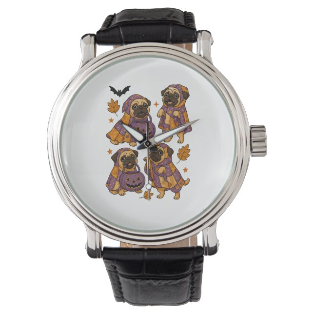 Pug Dog Ghost Halloween Spooky Watch (Front)