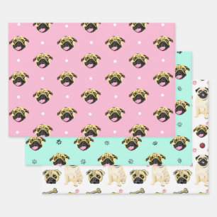 Pug Dog Gift Wrap Set