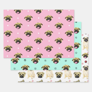 Pug Dog Gift Wrap Set