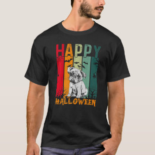 Pug Dog  Girls Boys Retro Style Halloween Dinner P T-Shirt
