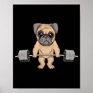Pug Dog Gym Lover Women Deadlift Men Bodybuilding Poster