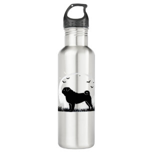 Pug Dog – Halloween Moon Silhouette Classic T-Shir 710 Ml Water Bottle